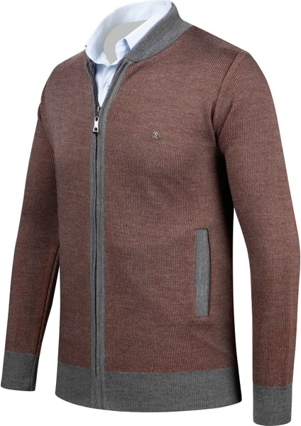 Erkek Triko Ceket Fermuarlı Cep Detaylı Desenli Kol ve Bel Lastikli Çelik Örgü - 5015K fiyatları