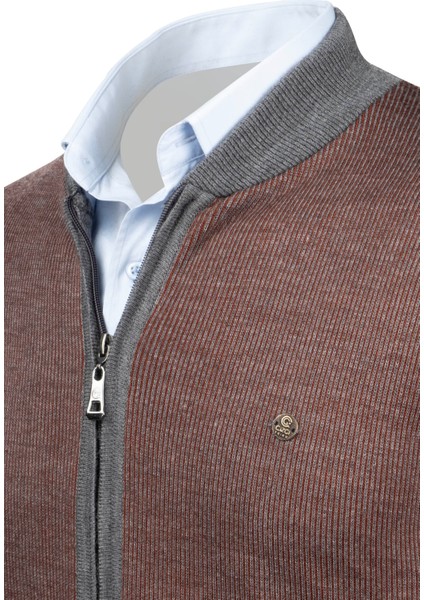 Erkek Triko Ceket Fermuarlı Cep Detaylı Desenli Kol ve Bel Lastikli Çelik Örgü - 5015K fırsatları