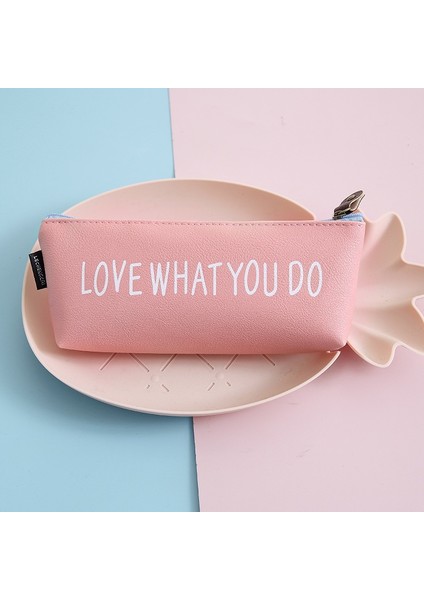 Kalem Çantası Basit Küçük Taze Pu Deri Ilkokul Erkek ve Kız Kırtasiye Saklama Çantası Büyük Kapasiteli Kalem Çantası (Yurt Dışından)