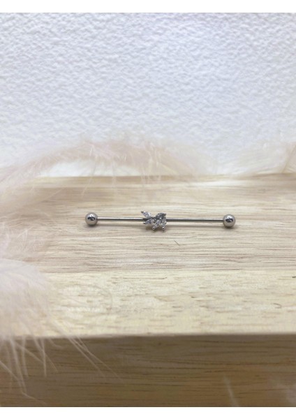 Cerrahi Çelik Gümüş Rengi Industrial Köprü Piercing Küpe
