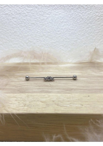 Cerrahi Çelik Gümüş Rengi Industrial Köprü Piercing Küpe