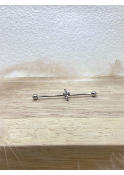 Cerrahi Çelik Gümüş Rengi Industrial Köprü Piercing Küpe