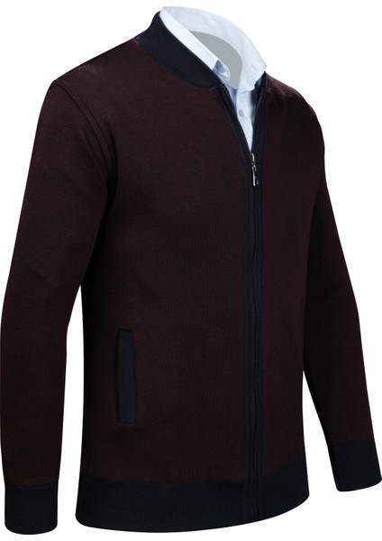 Erkek Hakim Yaka Astarlı Triko Mont Fermuarlı Desenli Çelik Örgü Klasik Kalıp -5015T fiyatları