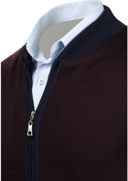 Erkek Hakim Yaka Astarlı Triko Mont Fermuarlı Desenli Çelik Örgü Klasik Kalıp -5015T modelleri