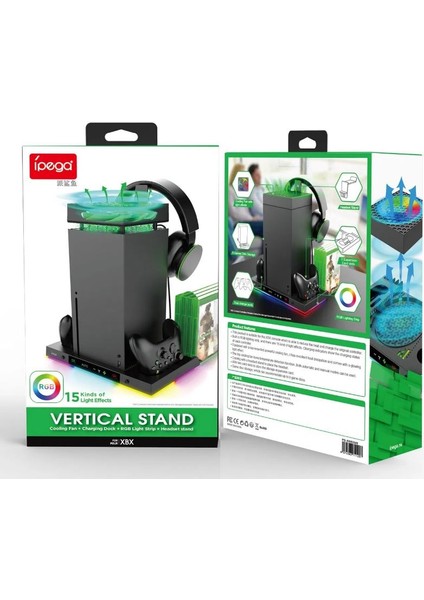 Xbox Series x Uyumlu Şarjlı Fanlı Rgb Li Dikey Stand Ipega PG-XBX024S