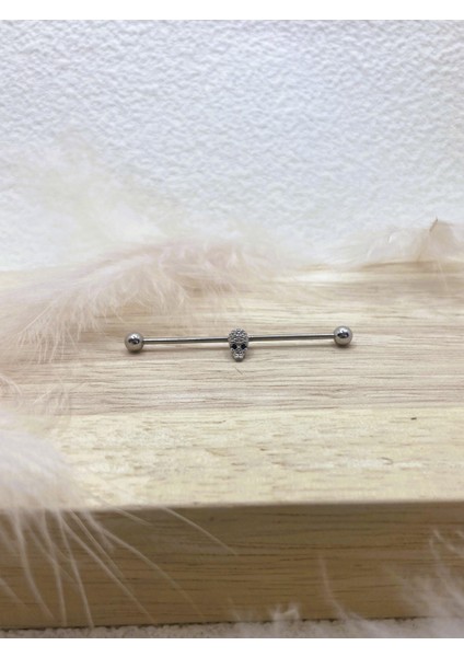 Cerrahi Çelik Gümüş Rengi Industrial Köprü Piercing Küpe