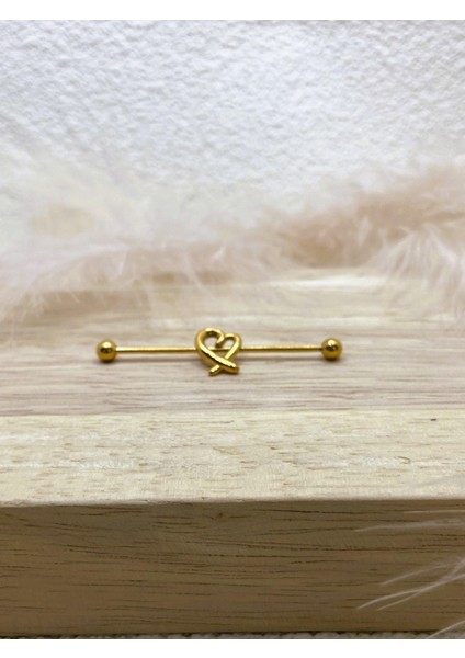 Cerrahi Çelik Altın Rengi Industrial Köprü Piercing Küpe