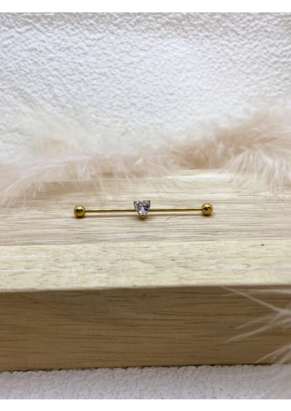 Cerrahi Çelik Altın Rengi Industrial Köprü Piercing Küpe