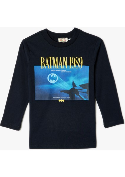 Batman Tişört Lisanslı Uzun Kollu Bisiklet Yaka Pamuklu