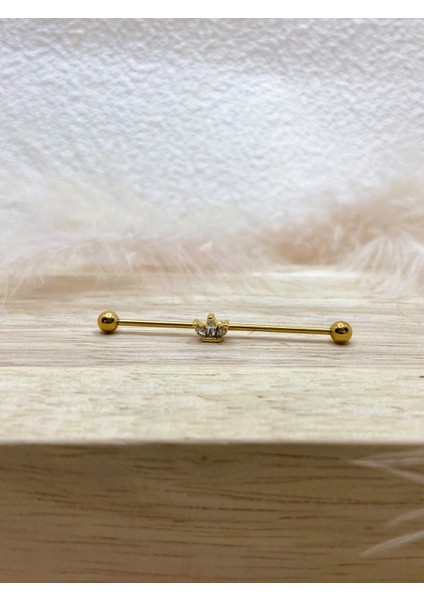 Cerrahi Çelik Altın Rengi Industrial Köprü Piercing Küpe