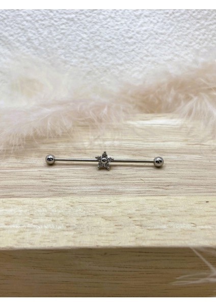 Cerrahi Çelik Gümüş Rengi Industrial Köprü Piercing Küpe