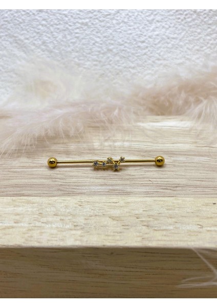 Cerrahi Çelik Altın Rengi Industrial Köprü Piercing Küpe