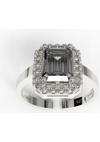 925 Ayar Zirkon Taşlı Rodyum Ayarlanabilir Baget Gümüş Yüzük fiyatları