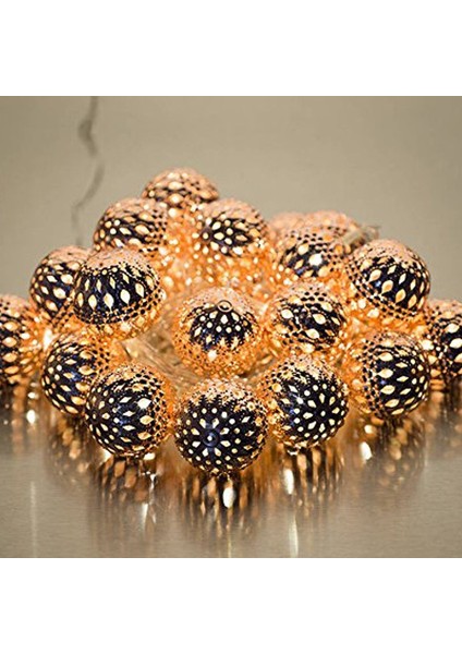 4 mt 20 Ampullü Metal Bakır Renk Top Şekilli Pilli LED Işık Gün Işığı Renk modelleri