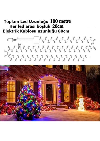 GMN-13845 480 Ledli 100 Metre LED Işık 8 Animasyonlu Multi Renk fırsatları