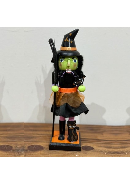 Halloween Cadı Şeklinde Ahşap Fındıkkıran Nutcracker Dekor Süs 26X7 cm modelleri