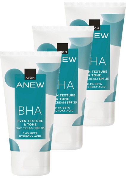 Anew Bha Cilt Tonu Görünümünü Düzgünleştiren Gündüz Kremi Spf 35 Üçlü Set 50 ml