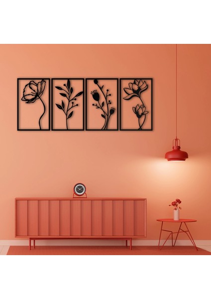 Çiçek 4 Parça Metal Dekoratif Tablo fiyatları