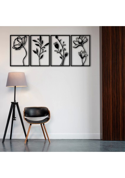 Çiçek 4 Parça Metal Dekoratif Tablo fırsatları