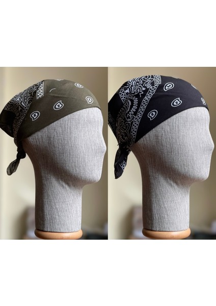 2 Adet %100 Pamuklu Desenli Bandana Klasik Desen Desen Bandana Etnik Desen Bandana