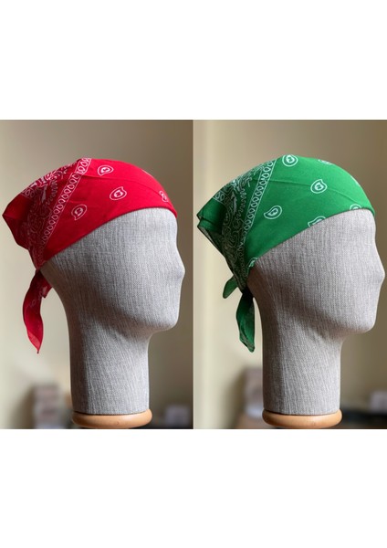 2 Adet %100 Pamuklu Desenli Bandana Klasik Desen Desen Bandana Etnik Desen Bandana