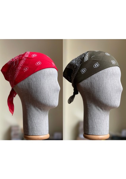 2 Adet %100 Pamuklu Desenli Bandana Klasik Desen Desen Bandana Etnik Desen Bandana