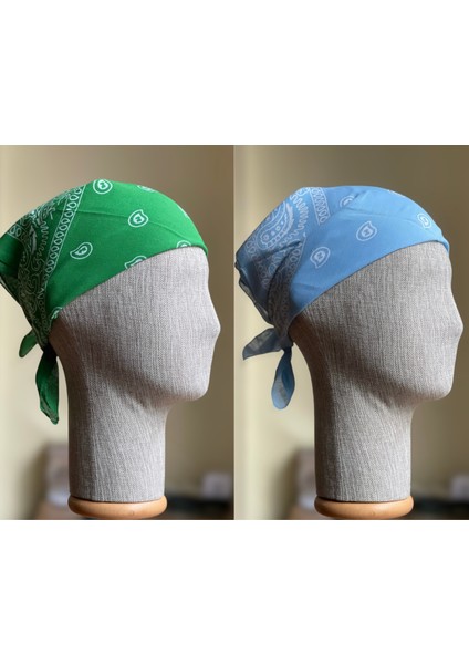 2 Adet %100 Pamuklu Desenli Bandana Klasik Desen Desen Bandana Etnik Desen Bandana