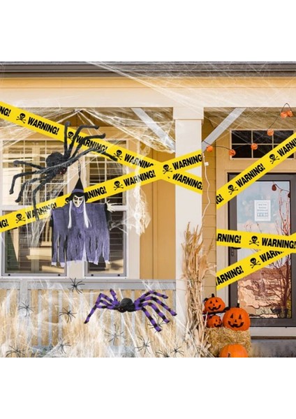 Halloween Plastik Warning Yazılı Sarı Renk Emniyet Şeridi 6 mt fiyatları