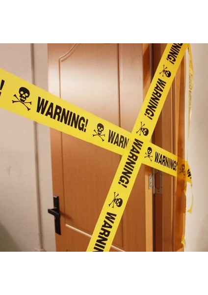Halloween Plastik Warning Yazılı Sarı Renk Emniyet Şeridi 6 mt fırsatları