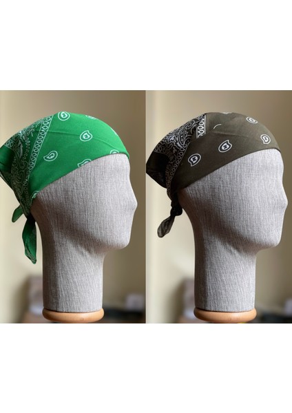 2 Adet %100 Pamuklu Desenli Bandana Klasik Desen Desen Bandana Etnik Desen Bandana