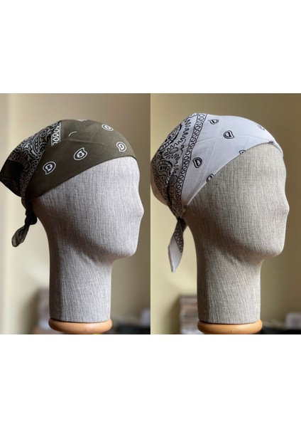 2 Adet %100 Pamuklu Desenli Bandana Klasik Desen Desen Bandana Etnik Desen Bandana