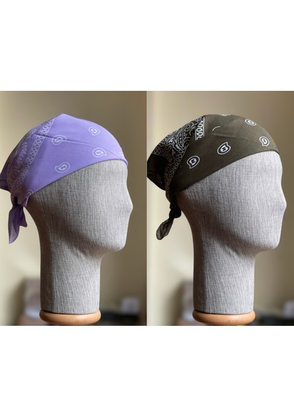 2 Adet %100 Pamuklu Desenli Bandana Klasik Desen Desen Bandana Etnik Desen Bandana