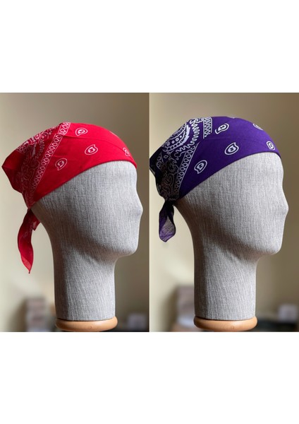 2 Adet %100 Pamuklu Desenli Bandana Klasik Desen Desen Bandana Etnik Desen Bandana