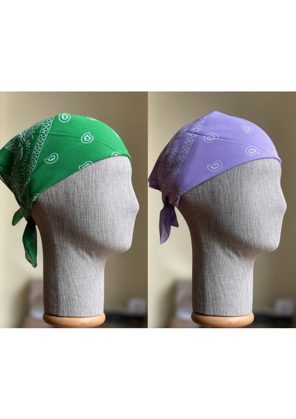 2 Adet %100 Pamuklu Desenli Bandana Klasik Desen Desen Bandana Etnik Desen Bandana