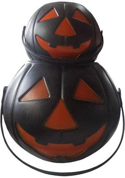 Halloween Siyah Renk Balkabağı Plastik Şeker Toplama Kovası Büyük ve Orta 2 Boy fiyatları