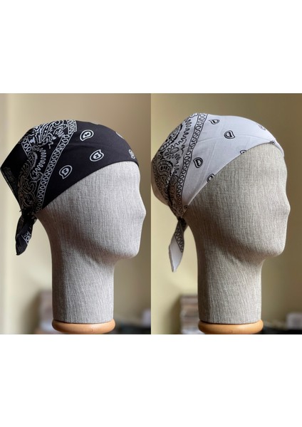 2 Adet %100 Pamuklu Desenli Bandana Klasik Desen Desen Bandana Etnik Desen Bandana