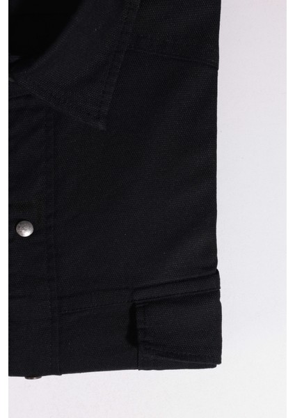 Büyük Beden Uzun Kollu Yıkamalı Çift Cepli Armürlü Denim Siyah Erkek Gömlek fırsatları