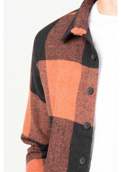 Slim Fit Uzun Kollu Kareli Tek Cepli Kışlık Oduncu Erkek Siyah Gömlek fırsatları