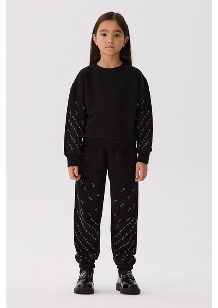 Bg Store Kız Çocuk Siyah Sweatshirt