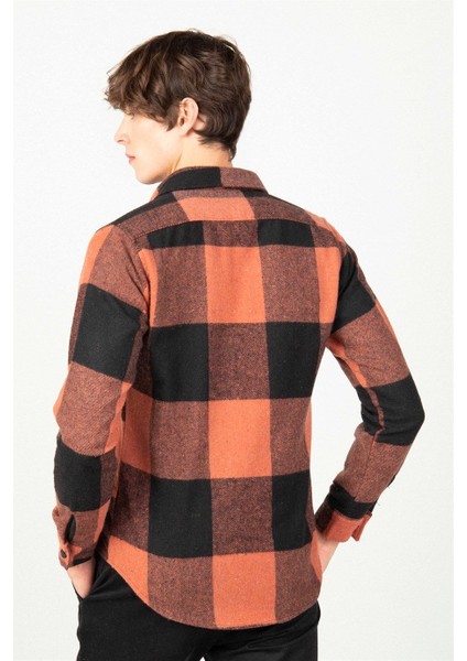 Slim Fit Uzun Kollu Kareli Tek Cepli Kışlık Oduncu Erkek Siyah Gömlek indirimleri