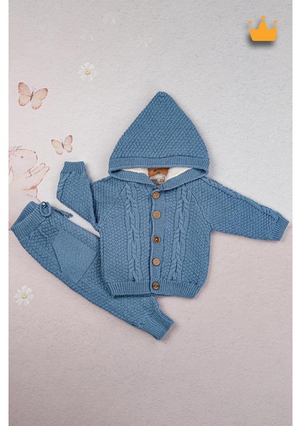 Triko Hırka Içi Velsoft Pantolon Içi Astarlı Kız Erkek Bebek Takım 2805