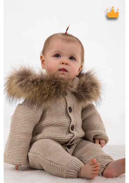 Babyhola Triko Içi Welsoft Kürklü Kız-Erkek Bebek Tulum 2810
