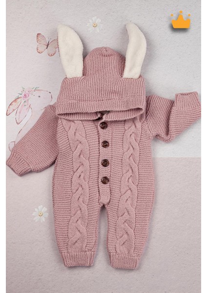 Babyhola Triko Içi Velsoft Kız Erkek Bebek Tavşan Kulaklı Tulum 2800
