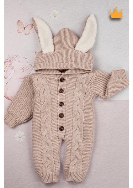 Babyhola Triko Içi Velsoft Kız Erkek Bebek Tavşan Kulaklı Tulum 2800