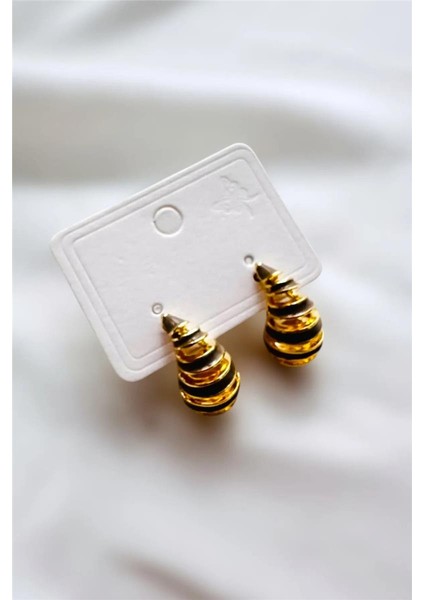 Şeritli Mine Damla Küpe 2,5 Cm.