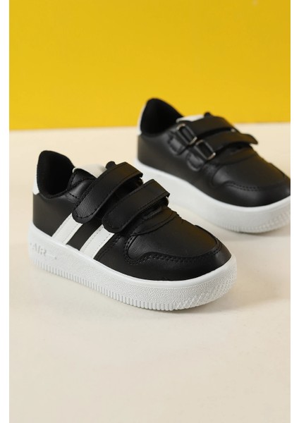 Günlük Hafif Cırtlı Siyah Beyaz Çocuk Spor Ayakkabı Sneaker modelleri