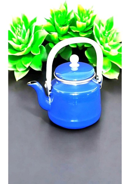 Emaye Mavi Kahve Demlik Suluk Kettle Bitki Demklik Çaydanlık 1 Litre Nostalji Çinko Vintage