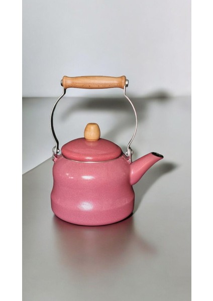 Ahşap Saplı Üstten Tutmalı Mevlevi Model Vintage Emaye Demlik 2.5 Litre Kettle Pembe Çaydanlık fiyatları