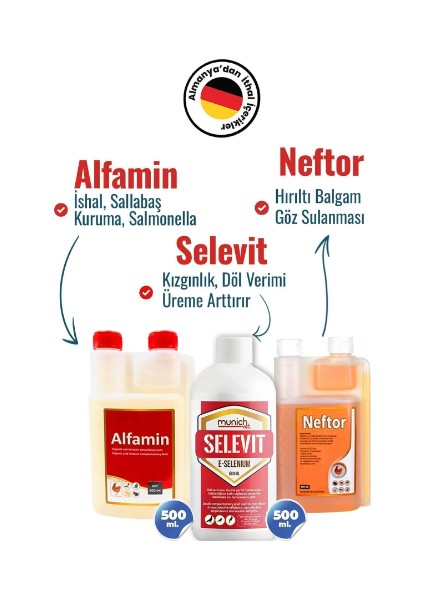 3lü Süper Set Selevit Üreme-Neftor Hırıltı-Alfamin 500ml