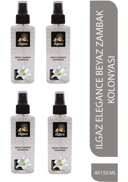 Süper Dörtlü Set - Elegance Series - Beyaz Zambak Kolonyası Sprey Kolonya 150 ml x 4 adet